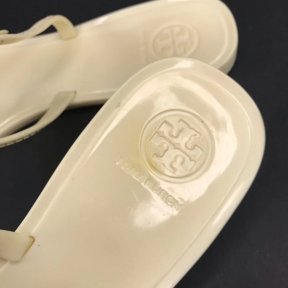 Tory Burch Women's Size 7 Mini Miller Flat Thong Jelly Sandals Cream Off White